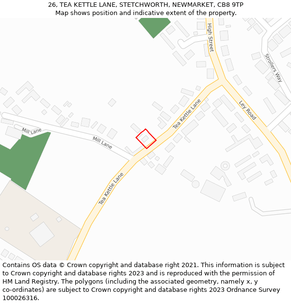 26, TEA KETTLE LANE, STETCHWORTH, NEWMARKET, CB8 9TP: Location map and indicative extent of plot