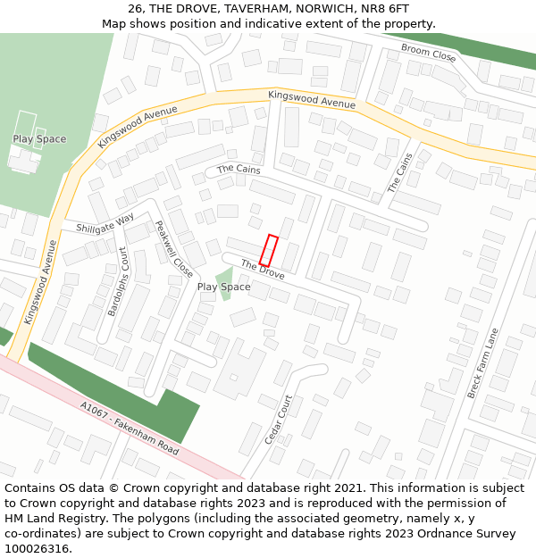 26, THE DROVE, TAVERHAM, NORWICH, NR8 6FT: Location map and indicative extent of plot