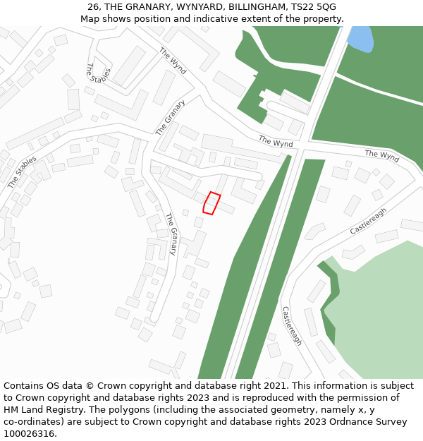 26, THE GRANARY, WYNYARD, BILLINGHAM, TS22 5QG: Location map and indicative extent of plot