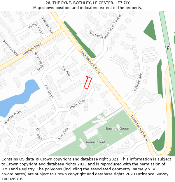 26, THE PYKE, ROTHLEY, LEICESTER, LE7 7LY: Location map and indicative extent of plot