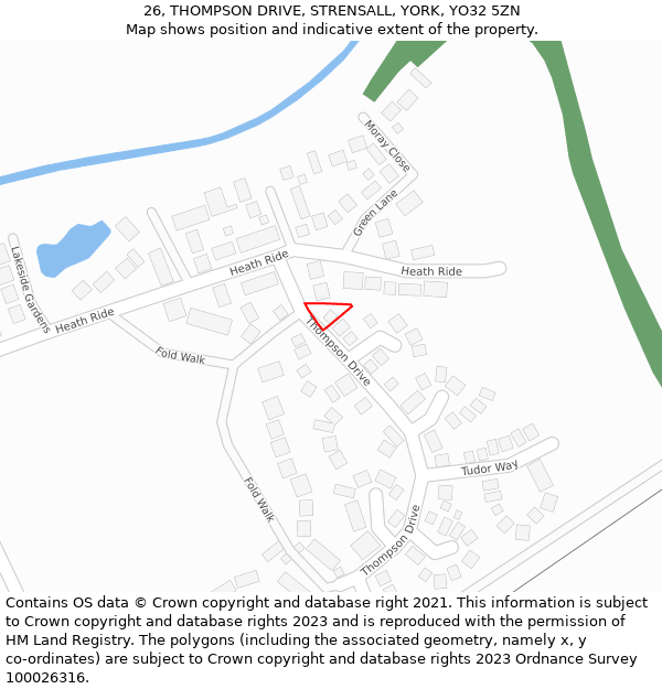 26, THOMPSON DRIVE, STRENSALL, YORK, YO32 5ZN: Location map and indicative extent of plot