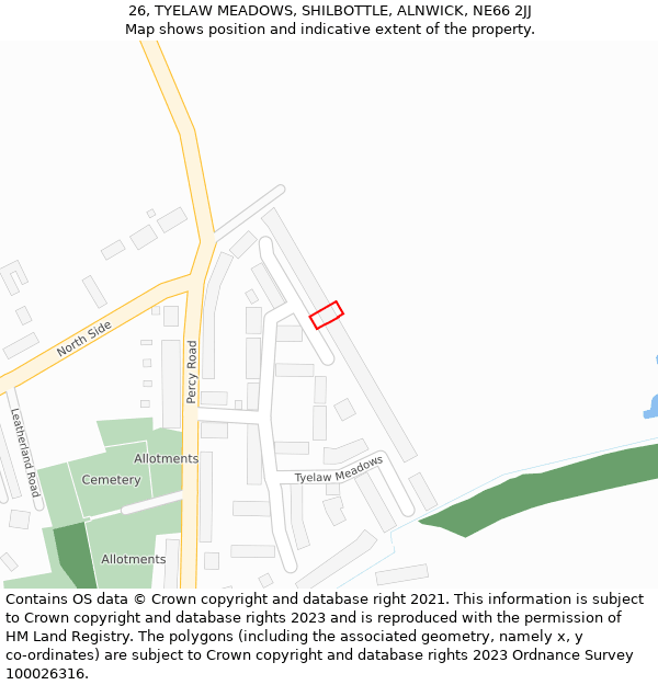 26, TYELAW MEADOWS, SHILBOTTLE, ALNWICK, NE66 2JJ: Location map and indicative extent of plot