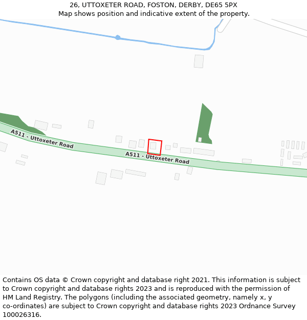 26, UTTOXETER ROAD, FOSTON, DERBY, DE65 5PX: Location map and indicative extent of plot