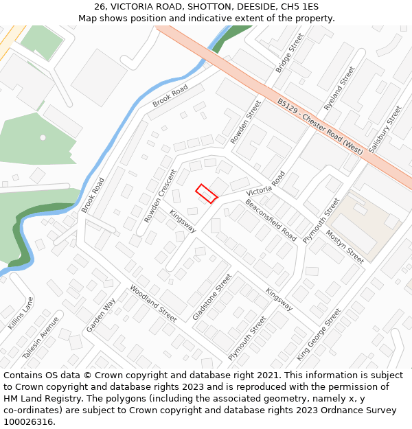 26, VICTORIA ROAD, SHOTTON, DEESIDE, CH5 1ES: Location map and indicative extent of plot