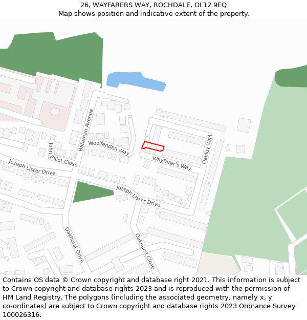 26, WAYFARERS WAY, ROCHDALE, OL12 9EQ: Location map and indicative extent of plot