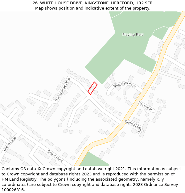 26, WHITE HOUSE DRIVE, KINGSTONE, HEREFORD, HR2 9ER: Location map and indicative extent of plot