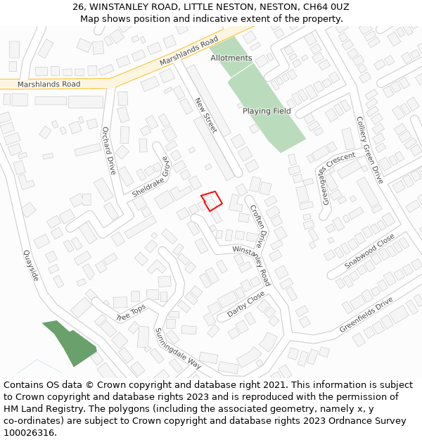 26, WINSTANLEY ROAD, LITTLE NESTON, NESTON, CH64 0UZ: Location map and indicative extent of plot