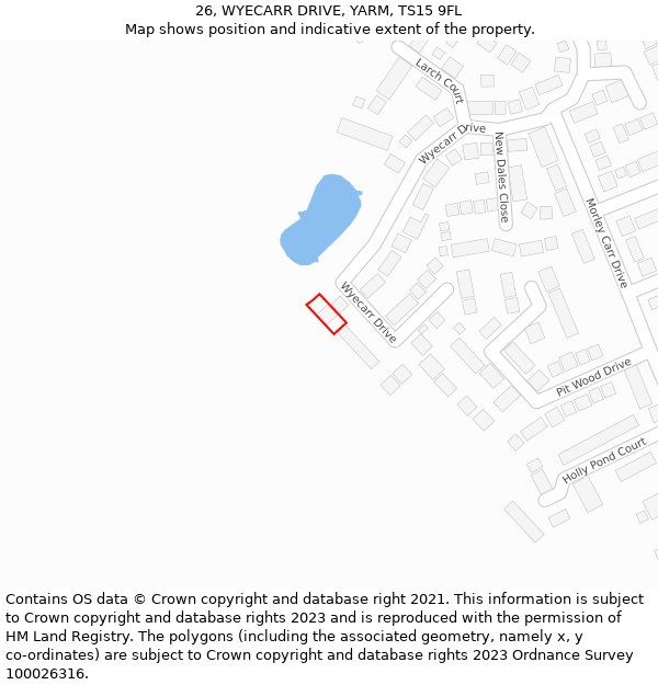 26, WYECARR DRIVE, YARM, TS15 9FL: Location map and indicative extent of plot