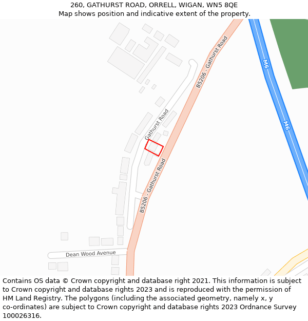 260, GATHURST ROAD, ORRELL, WIGAN, WN5 8QE: Location map and indicative extent of plot