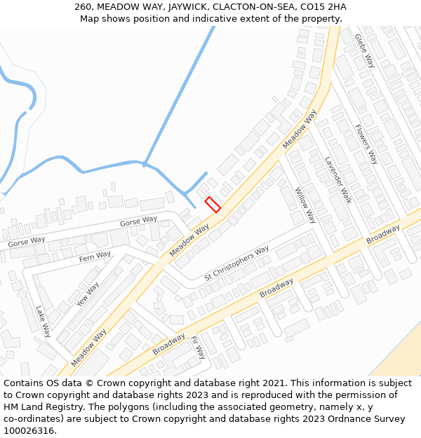 260, MEADOW WAY, JAYWICK, CLACTON-ON-SEA, CO15 2HA: Location map and indicative extent of plot