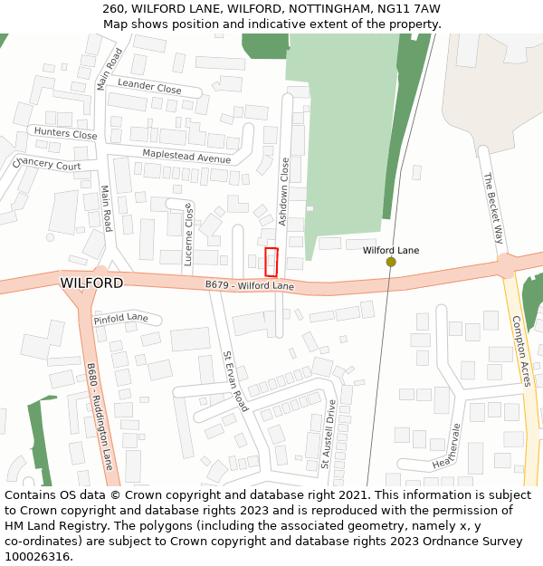 260, WILFORD LANE, WILFORD, NOTTINGHAM, NG11 7AW: Location map and indicative extent of plot