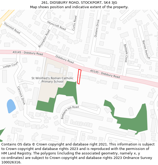 261, DIDSBURY ROAD, STOCKPORT, SK4 3JG: Location map and indicative extent of plot