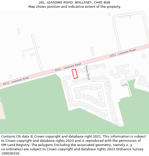 261, LEASOWE ROAD, WALLASEY, CH45 8LW: Location map and indicative extent of plot