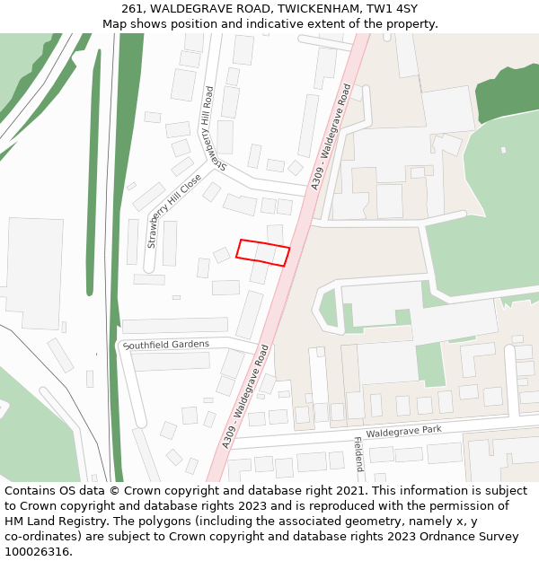 261, WALDEGRAVE ROAD, TWICKENHAM, TW1 4SY: Location map and indicative extent of plot