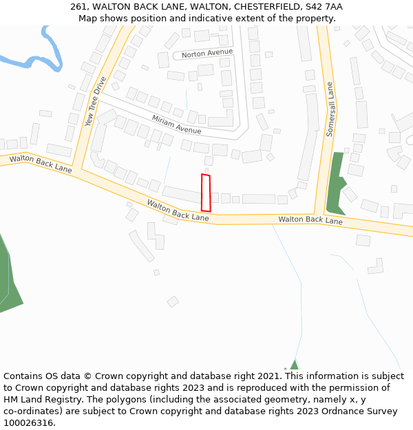 261, WALTON BACK LANE, WALTON, CHESTERFIELD, S42 7AA: Location map and indicative extent of plot