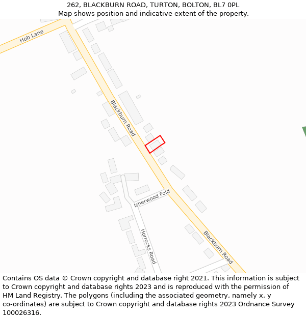 262, BLACKBURN ROAD, TURTON, BOLTON, BL7 0PL: Location map and indicative extent of plot