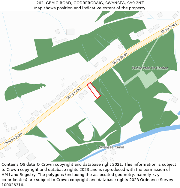 262, GRAIG ROAD, GODRERGRAIG, SWANSEA, SA9 2NZ: Location map and indicative extent of plot