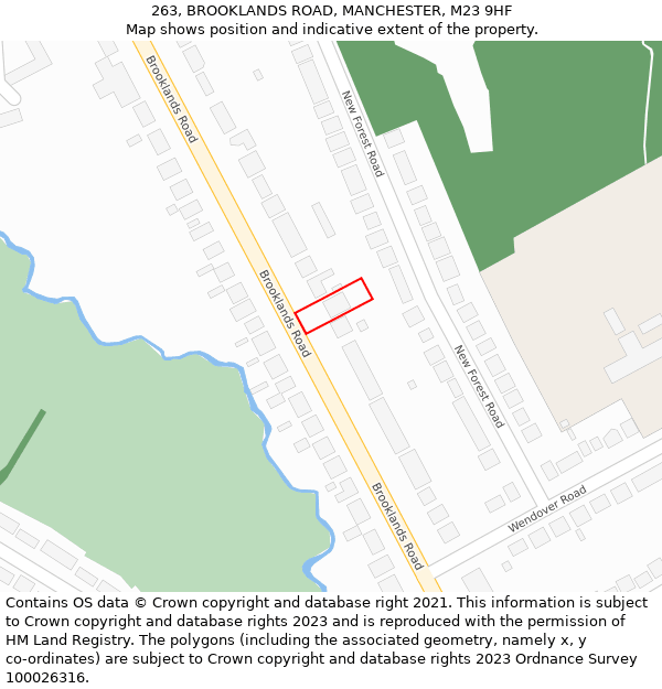 263, BROOKLANDS ROAD, MANCHESTER, M23 9HF: Location map and indicative extent of plot