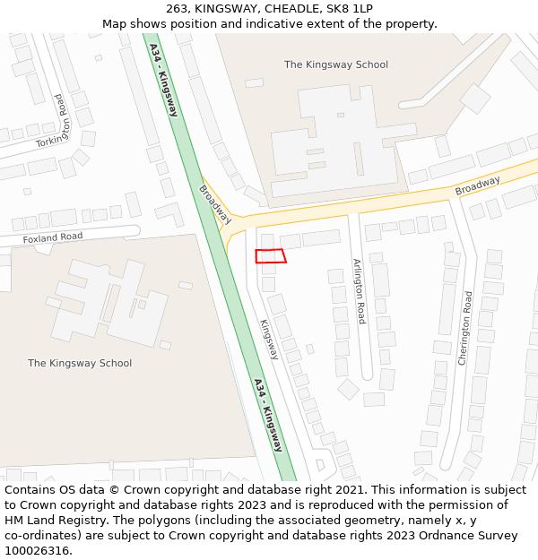 263, KINGSWAY, CHEADLE, SK8 1LP: Location map and indicative extent of plot