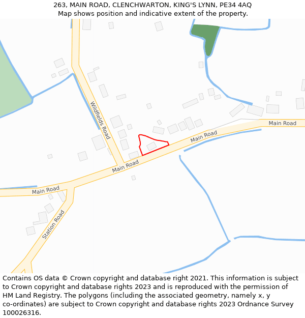 263, MAIN ROAD, CLENCHWARTON, KING'S LYNN, PE34 4AQ: Location map and indicative extent of plot