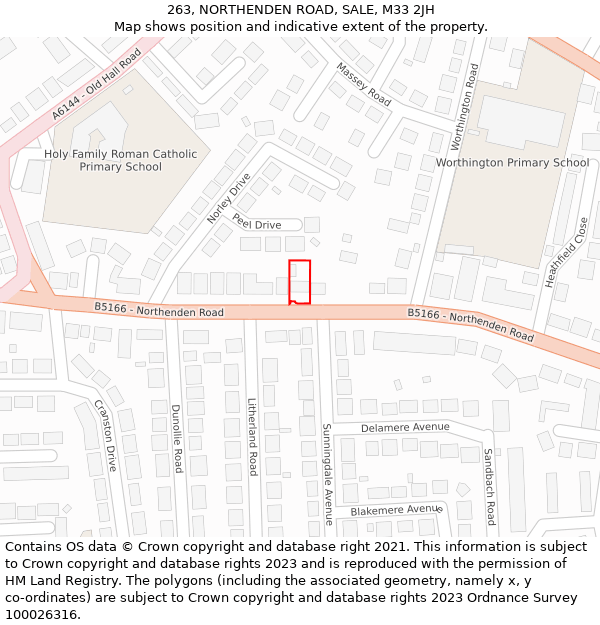 263, NORTHENDEN ROAD, SALE, M33 2JH: Location map and indicative extent of plot