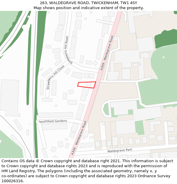 263, WALDEGRAVE ROAD, TWICKENHAM, TW1 4SY: Location map and indicative extent of plot