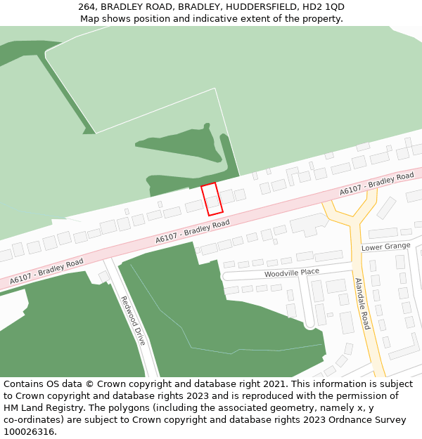 264, BRADLEY ROAD, BRADLEY, HUDDERSFIELD, HD2 1QD: Location map and indicative extent of plot