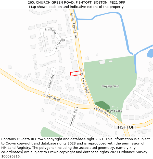 265, CHURCH GREEN ROAD, FISHTOFT, BOSTON, PE21 0RP: Location map and indicative extent of plot