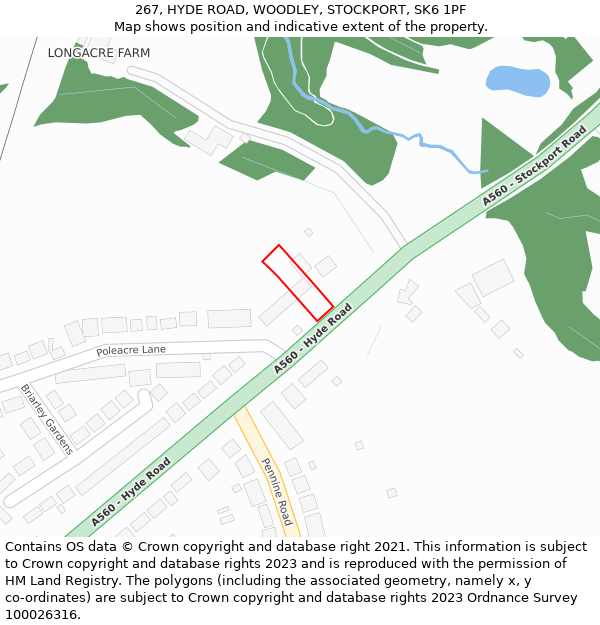 267, HYDE ROAD, WOODLEY, STOCKPORT, SK6 1PF: Location map and indicative extent of plot