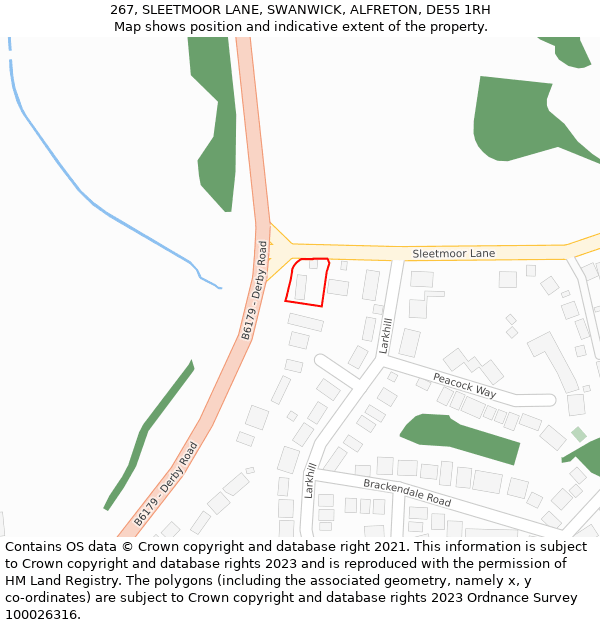 267, SLEETMOOR LANE, SWANWICK, ALFRETON, DE55 1RH: Location map and indicative extent of plot