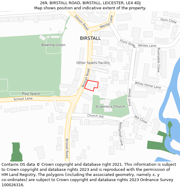 269, BIRSTALL ROAD, BIRSTALL, LEICESTER, LE4 4DJ: Location map and indicative extent of plot