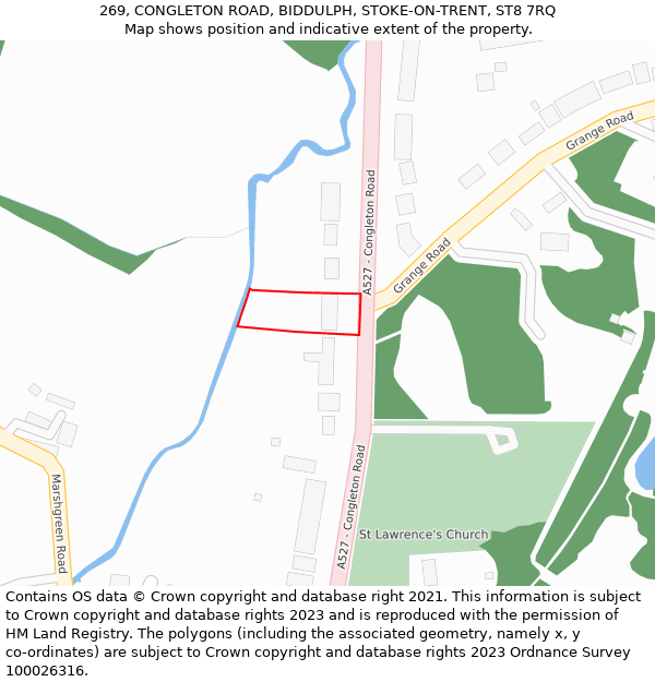 269, CONGLETON ROAD, BIDDULPH, STOKE-ON-TRENT, ST8 7RQ: Location map and indicative extent of plot