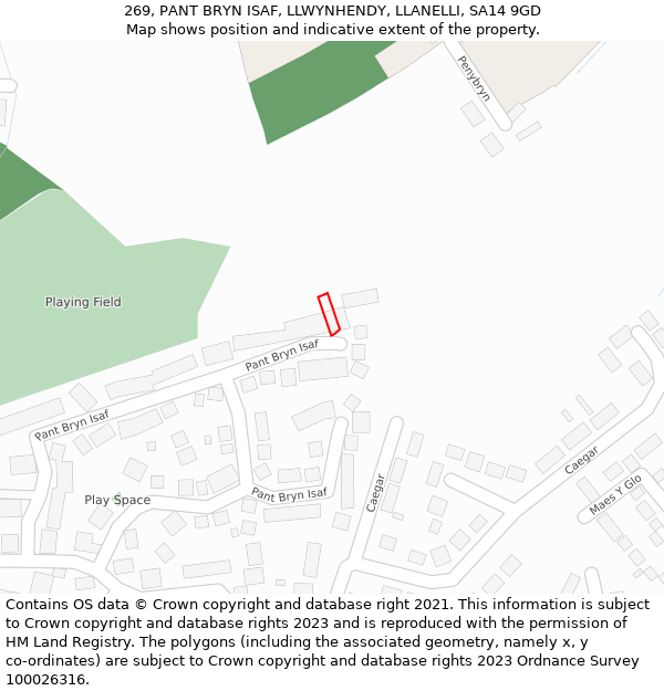 269, PANT BRYN ISAF, LLWYNHENDY, LLANELLI, SA14 9GD: Location map and indicative extent of plot