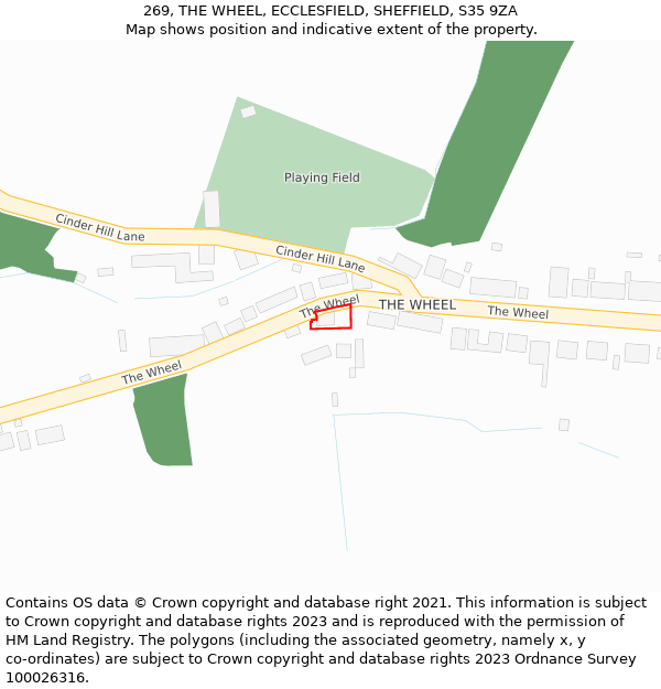 269, THE WHEEL, ECCLESFIELD, SHEFFIELD, S35 9ZA: Location map and indicative extent of plot