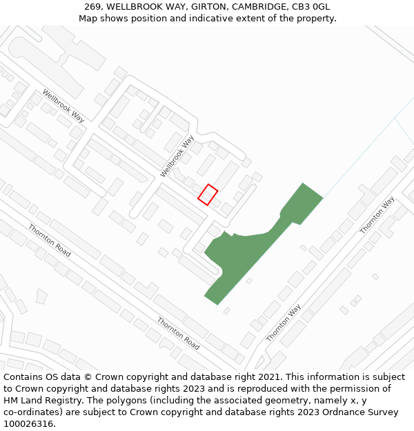 269, WELLBROOK WAY, GIRTON, CAMBRIDGE, CB3 0GL: Location map and indicative extent of plot