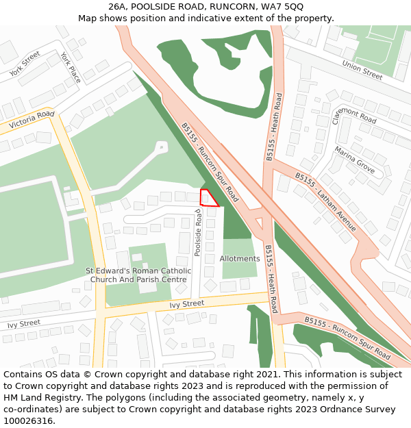 26A, POOLSIDE ROAD, RUNCORN, WA7 5QQ: Location map and indicative extent of plot