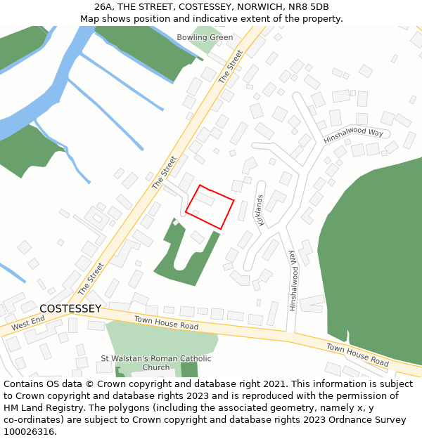 26A, THE STREET, COSTESSEY, NORWICH, NR8 5DB: Location map and indicative extent of plot