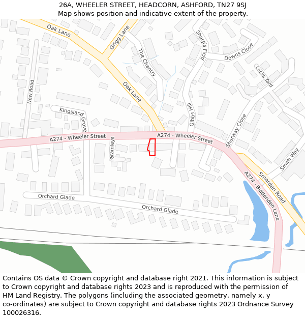 26A, WHEELER STREET, HEADCORN, ASHFORD, TN27 9SJ: Location map and indicative extent of plot