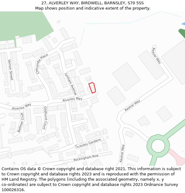 27, ALVERLEY WAY, BIRDWELL, BARNSLEY, S70 5SS: Location map and indicative extent of plot