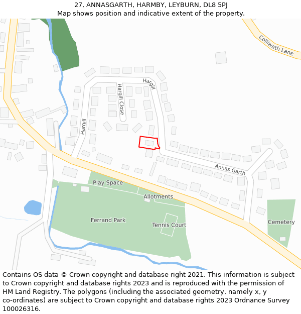 27, ANNASGARTH, HARMBY, LEYBURN, DL8 5PJ: Location map and indicative extent of plot