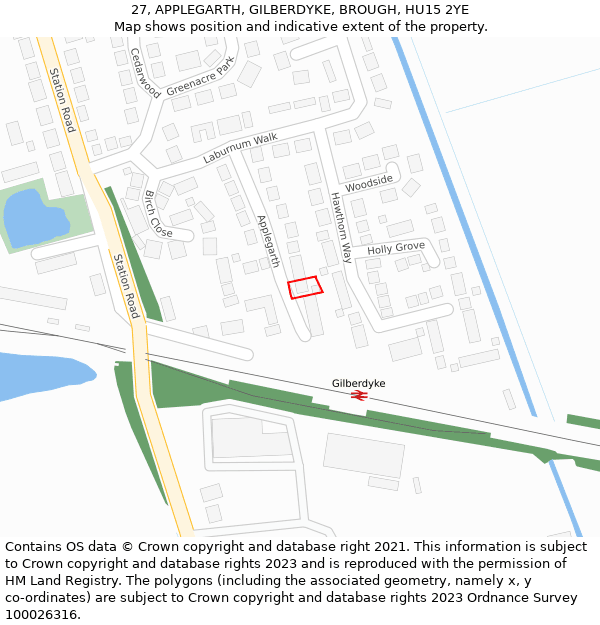 27, APPLEGARTH, GILBERDYKE, BROUGH, HU15 2YE: Location map and indicative extent of plot