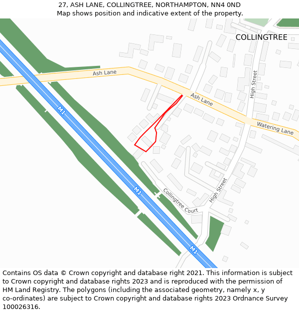 27, ASH LANE, COLLINGTREE, NORTHAMPTON, NN4 0ND: Location map and indicative extent of plot