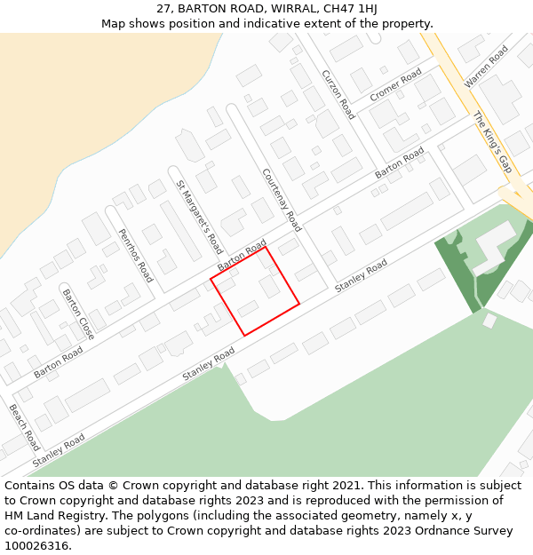 27, BARTON ROAD, WIRRAL, CH47 1HJ: Location map and indicative extent of plot