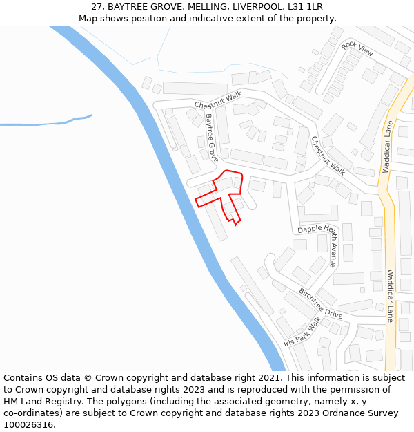 27, BAYTREE GROVE, MELLING, LIVERPOOL, L31 1LR: Location map and indicative extent of plot