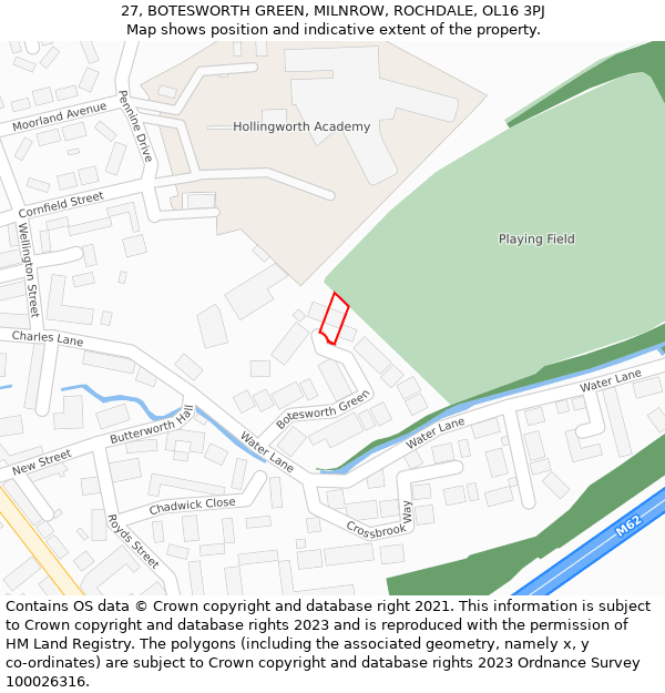 27, BOTESWORTH GREEN, MILNROW, ROCHDALE, OL16 3PJ: Location map and indicative extent of plot