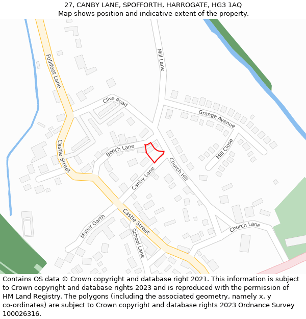 27, CANBY LANE, SPOFFORTH, HARROGATE, HG3 1AQ: Location map and indicative extent of plot