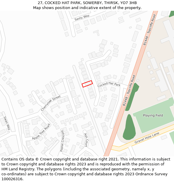 27, COCKED HAT PARK, SOWERBY, THIRSK, YO7 3HB: Location map and indicative extent of plot
