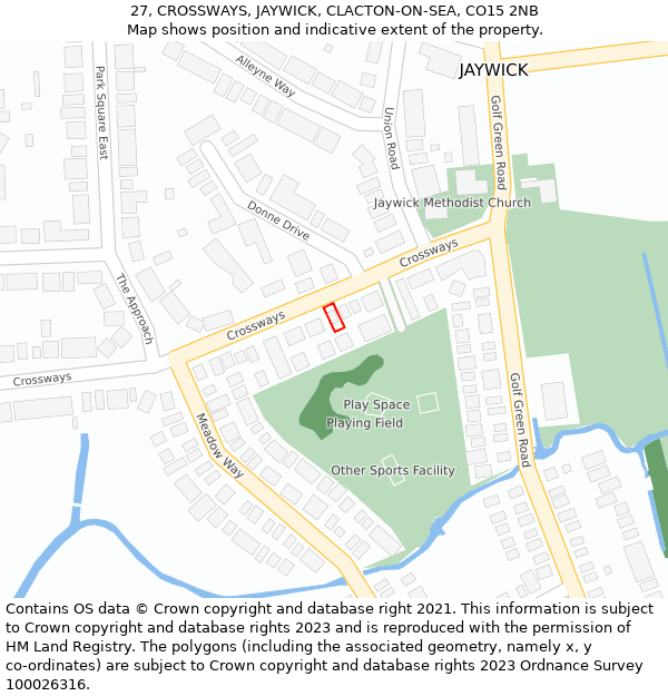 27, CROSSWAYS, JAYWICK, CLACTON-ON-SEA, CO15 2NB: Location map and indicative extent of plot