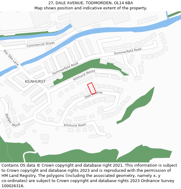 27, DALE AVENUE, TODMORDEN, OL14 6BA: Location map and indicative extent of plot