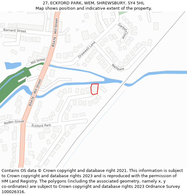 27, ECKFORD PARK, WEM, SHREWSBURY, SY4 5HL: Location map and indicative extent of plot
